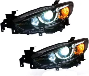2PCS Headlight Assemblies For Mazda 6 Atenza 2014-2017 LED Lens Projector Double Beam Xenon HID KIT With LED Daytime Running Lights
