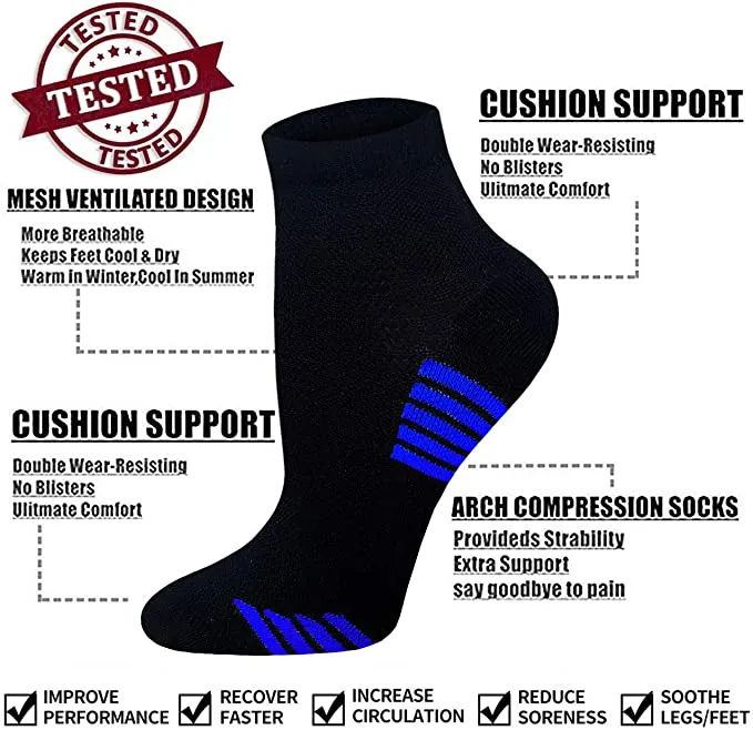 7-Pairs Athletic Ankle Low Cut Compression Socks | Actinput
