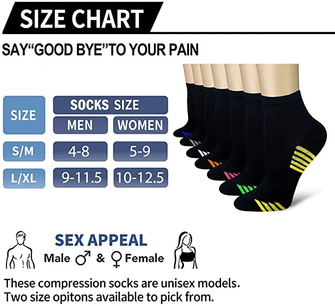 7-Pairs Athletic Ankle Low Cut Compression Socks | Actinput