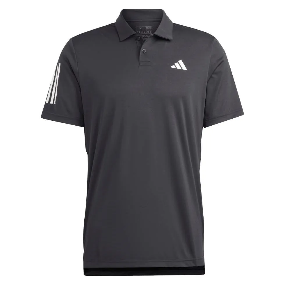 adidas Men's 3 Stripe Club Polo (Black)