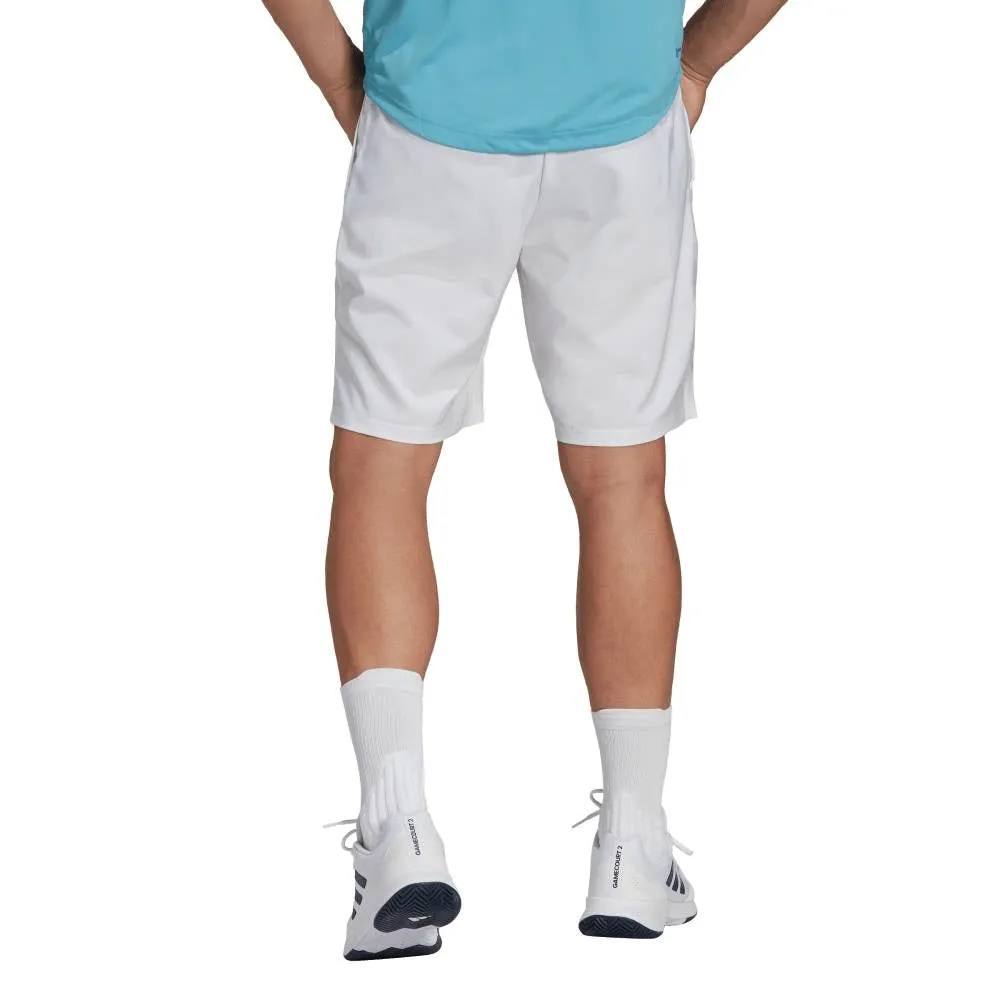 adidas Men's 3 Stripe Club Short 9-Inch (White)