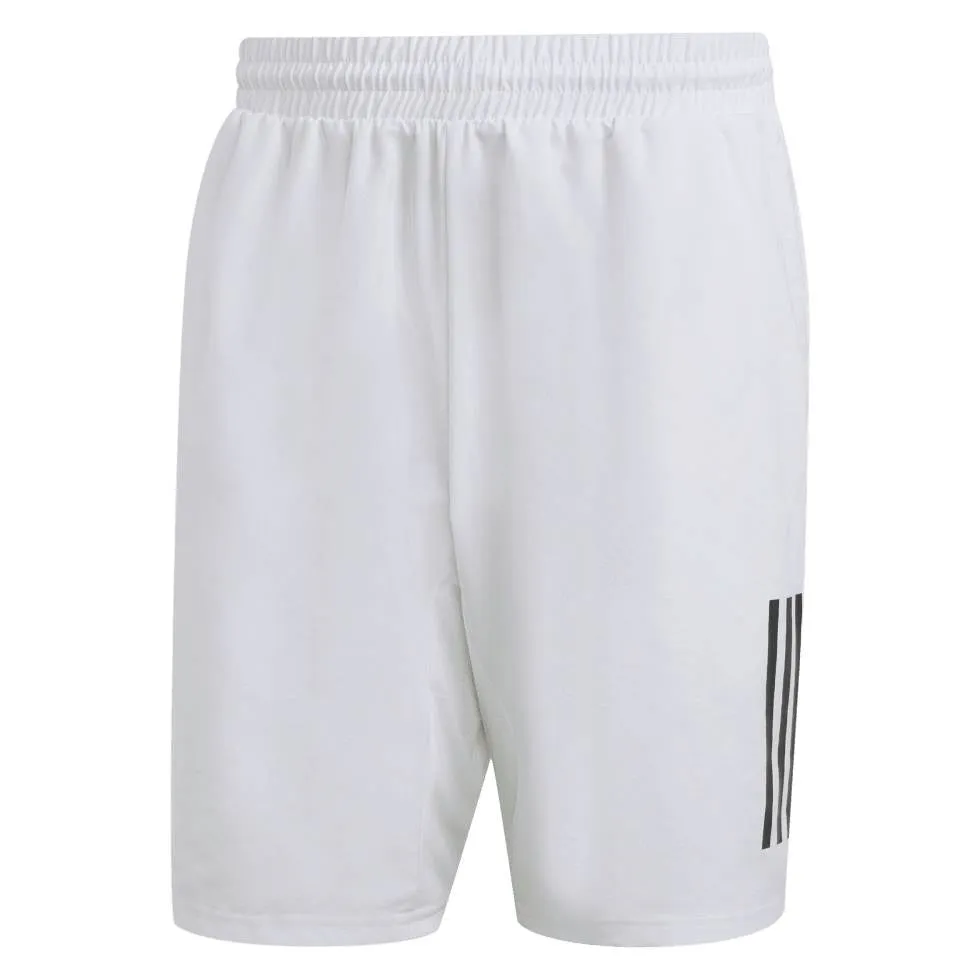 adidas Men's 3 Stripe Club Short 9-Inch (White)