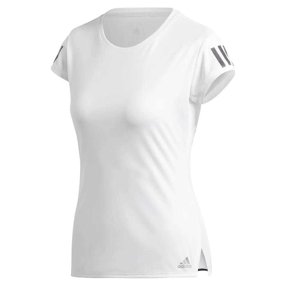 Adidas Women's Club 3 Stripe Tennis Top - White