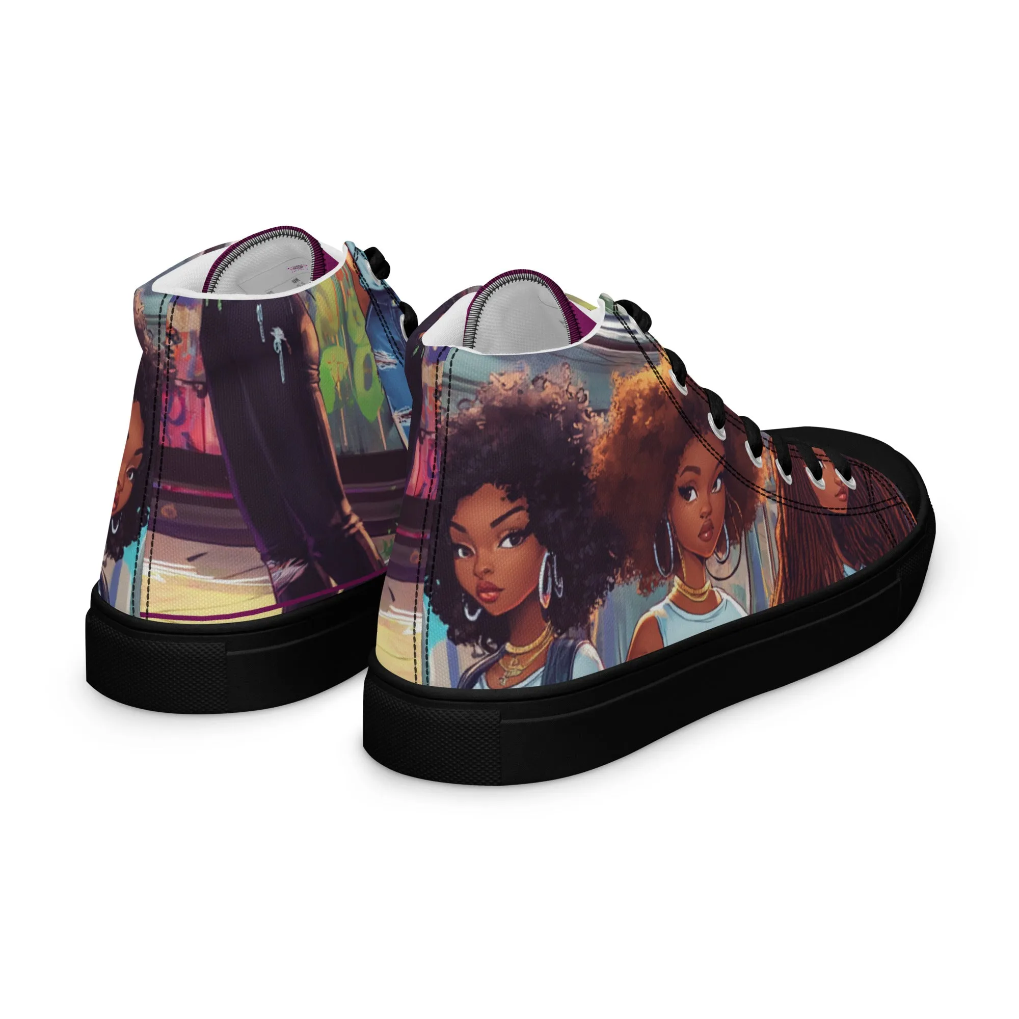 Airfros And Babyhairs Eggplant Grafiti 3 Home Girls Women’s high top canvas shoes