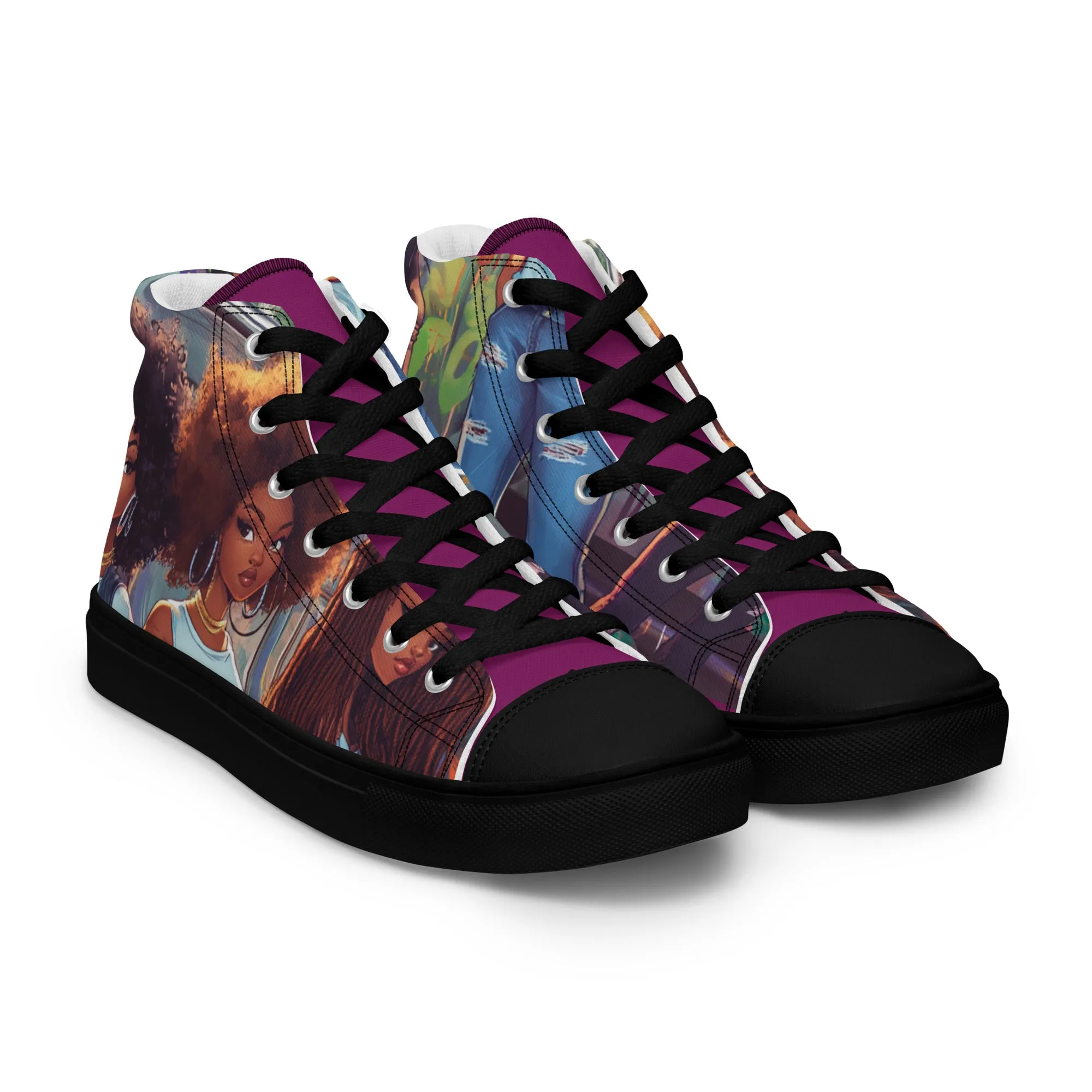 Airfros And Babyhairs Eggplant Grafiti 3 Home Girls Women’s high top canvas shoes