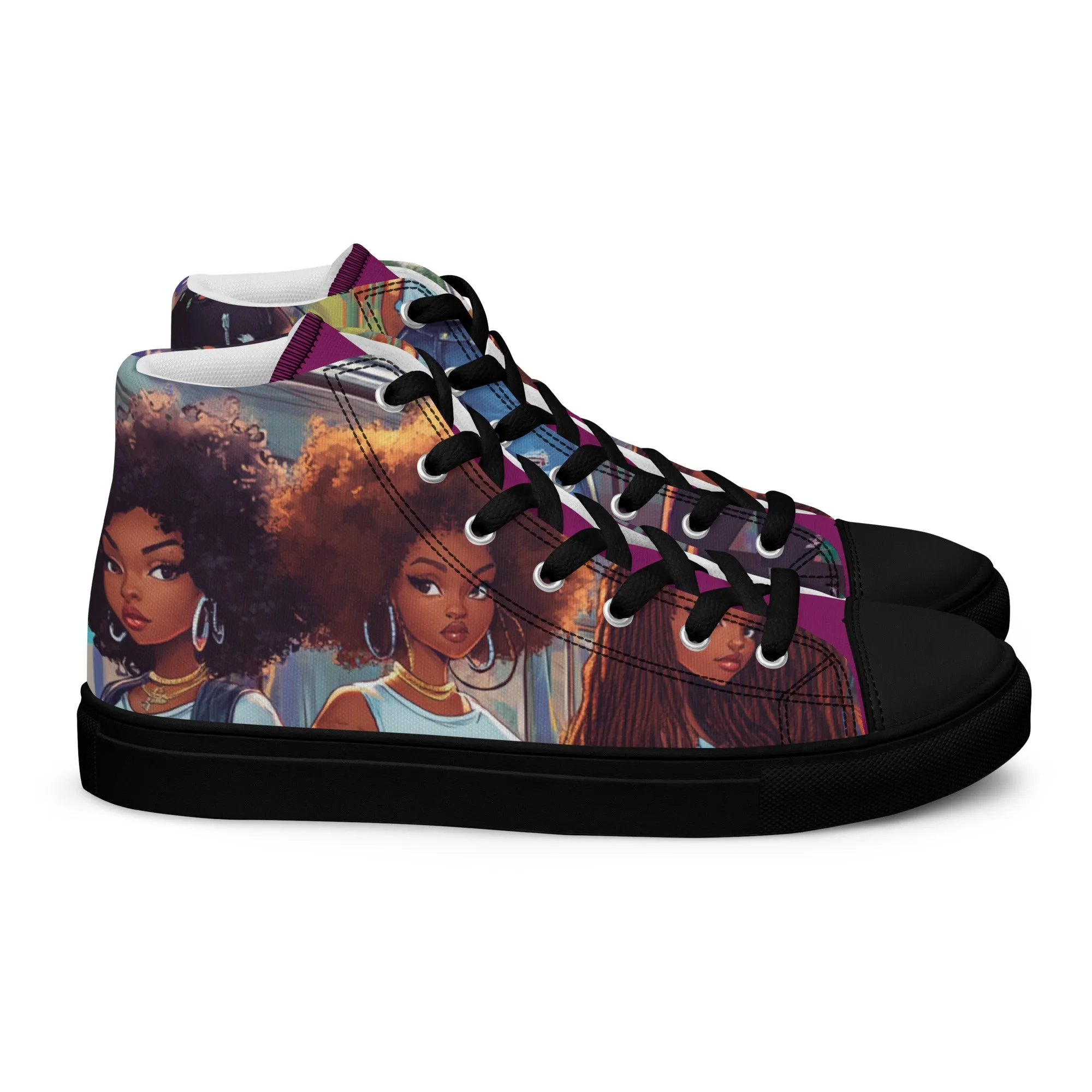 Airfros And Babyhairs Eggplant Grafiti 3 Home Girls Women’s high top canvas shoes