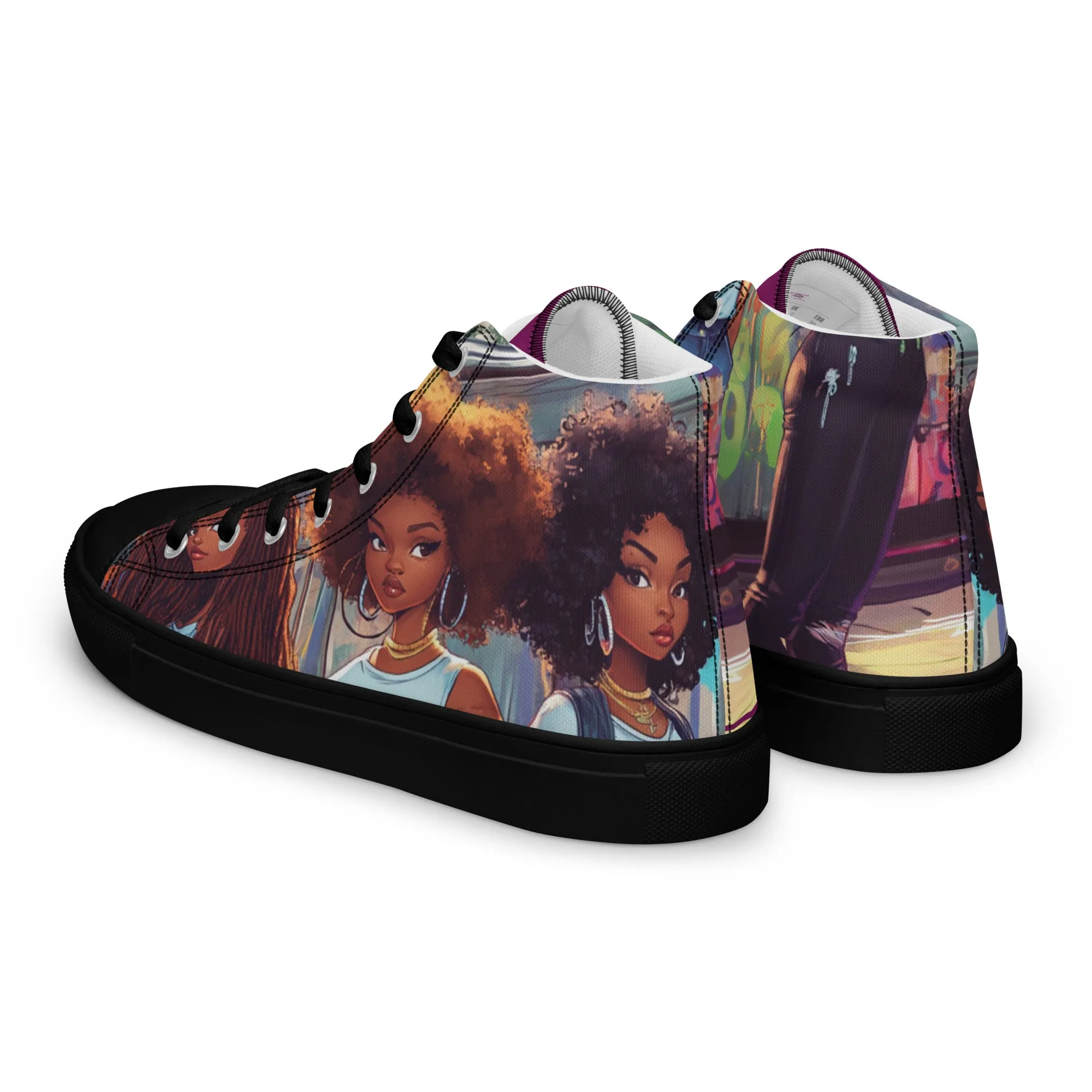 Airfros And Babyhairs Eggplant Grafiti 3 Home Girls Women’s high top canvas shoes