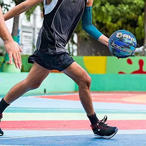 AND1 Xcelerate Rubber Basketball (Deflated w/Pump Included): Official Regulation Size 7 (29.5‚) Streetball, Made for Indoor/Outdoor Basketball Games, Orange Classic