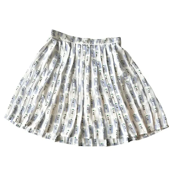 Anthropologie Harlyn Bathing Beauties Printed A Line Pleated Skirt Size Large