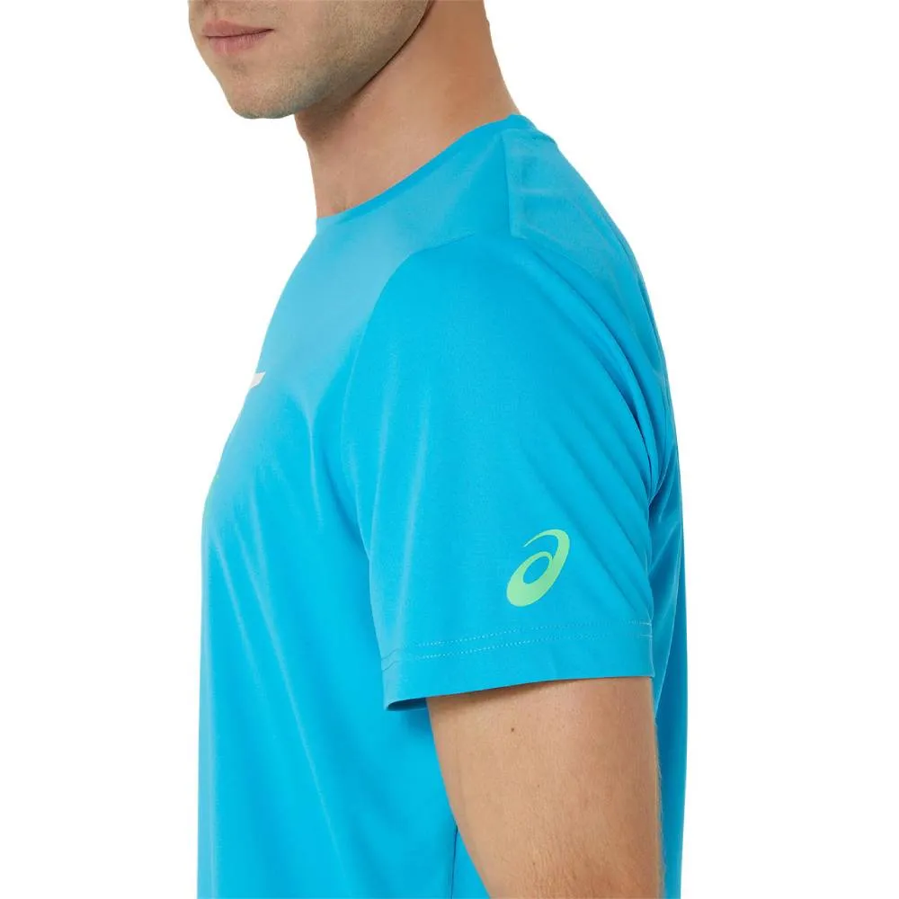 Asics Men's Court Graphic Tee Top (Digital Aqua/Brilliant White)