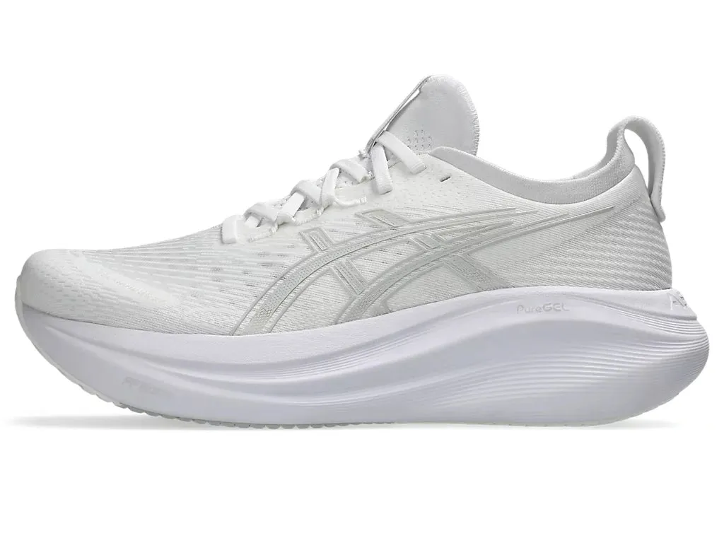 Asics Men's GEL-NIMBUS 27 Running Shoes in White/Glacier Grey