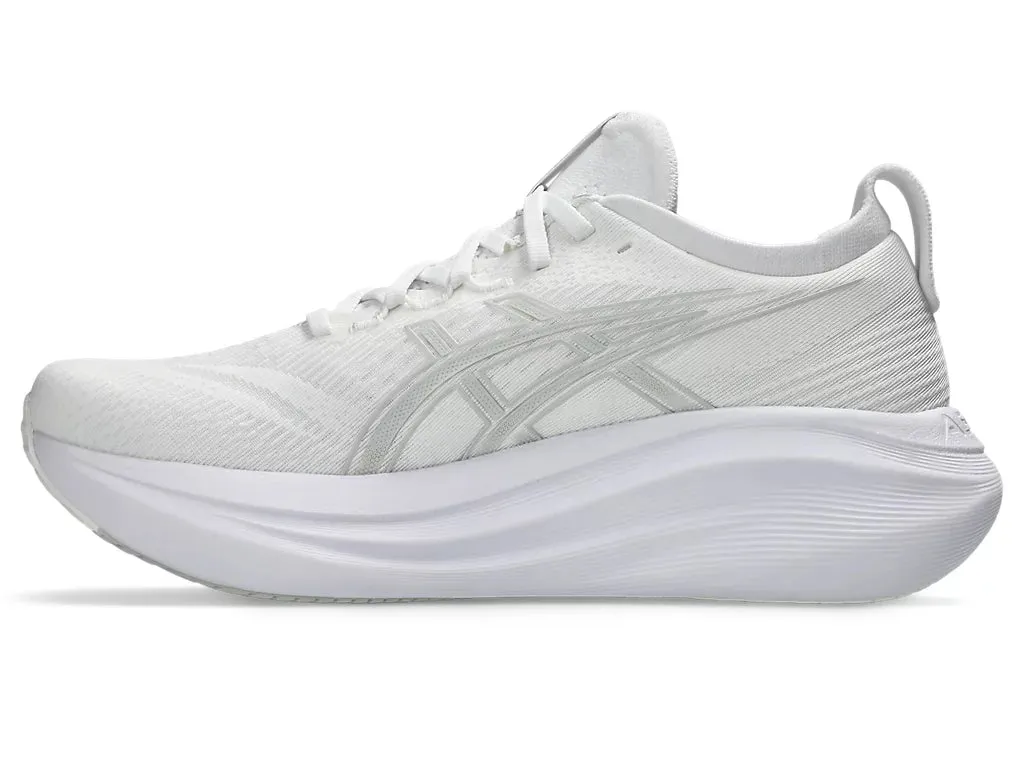 Asics Men's GEL-NIMBUS 27 Running Shoes in White/Glacier Grey