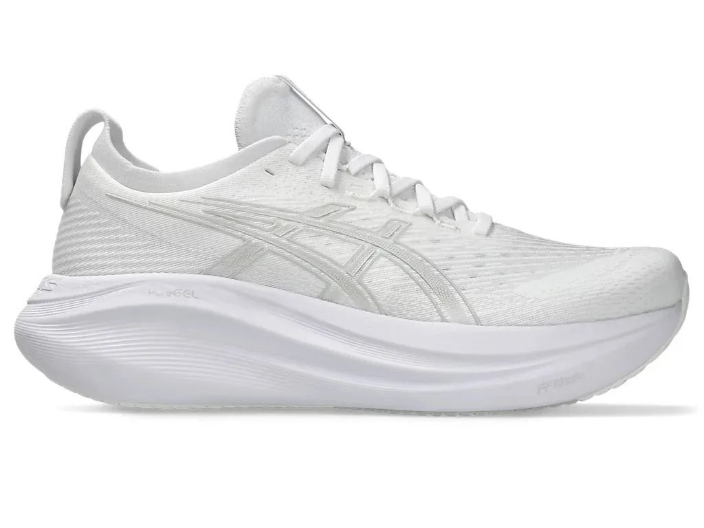 Asics Men's GEL-NIMBUS 27 Running Shoes in White/Glacier Grey