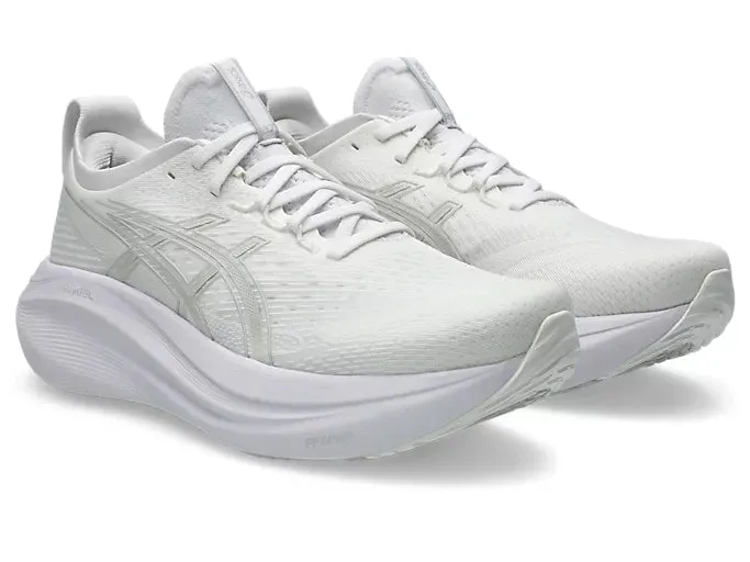 Asics Men's GEL-NIMBUS 27 Running Shoes in White/Glacier Grey