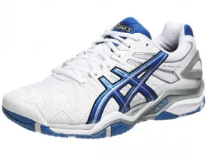 Asics Men's Gel-Resolution 5 Grass Court Tennis Shoes in White/Royal Blue/Lightning