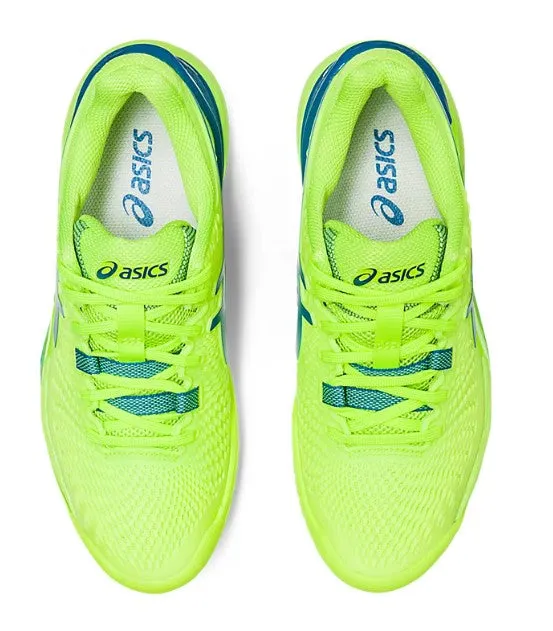 Asics Women's Gel-Resolution 9 Clay Tennis Shoes In Hazard Green/Reborn Blue