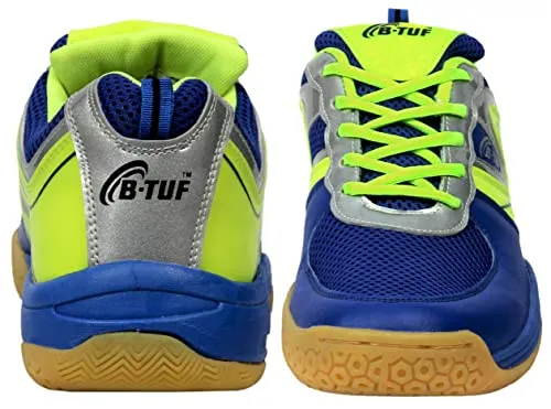 B-TUF Men's Blue, Green Closed-toe Badminton Shoes - 8 UK