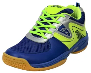 B-TUF Men's Blue, Green Closed-toe Badminton Shoes - 8 UK