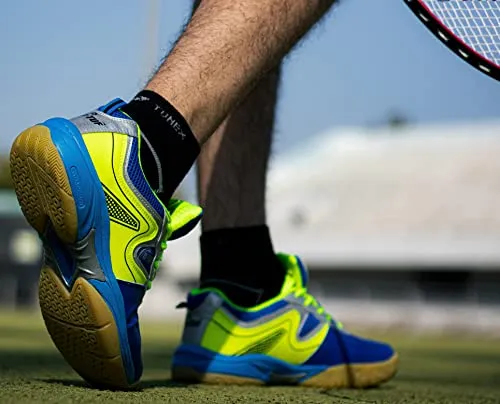 B-TUF Men's Blue, Green Closed-toe Badminton Shoes - 8 UK