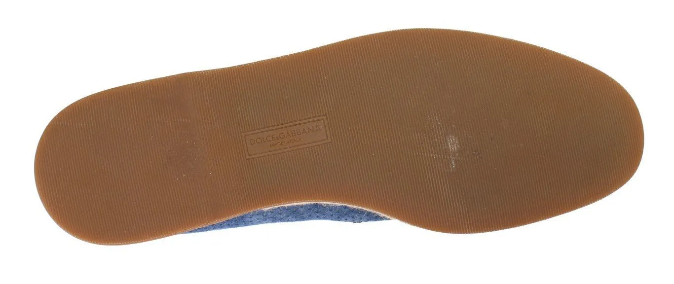 Blue Leather Breathable Holes Loafers