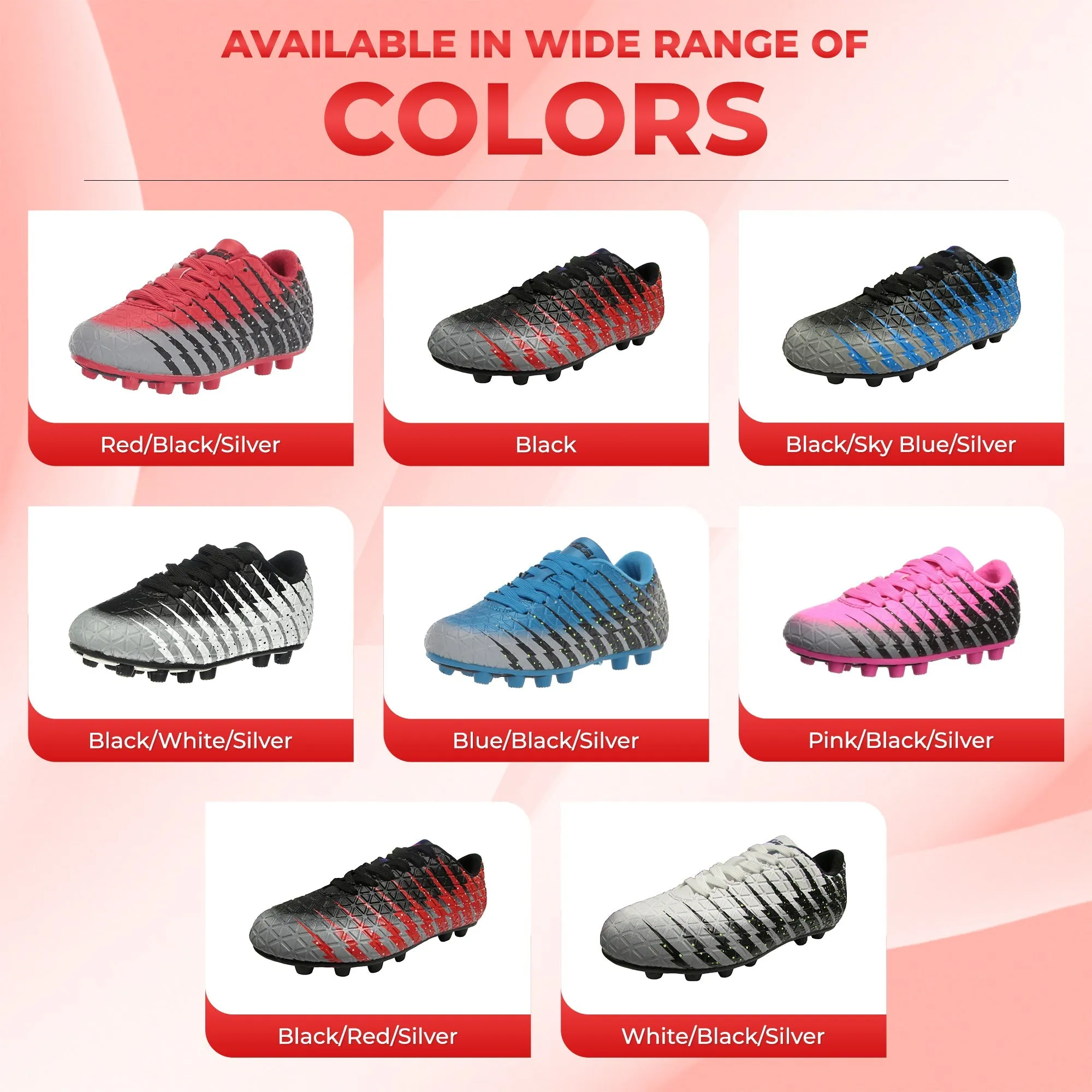 Bolt Firm Ground Soccer Shoes-Black/Red/Silver