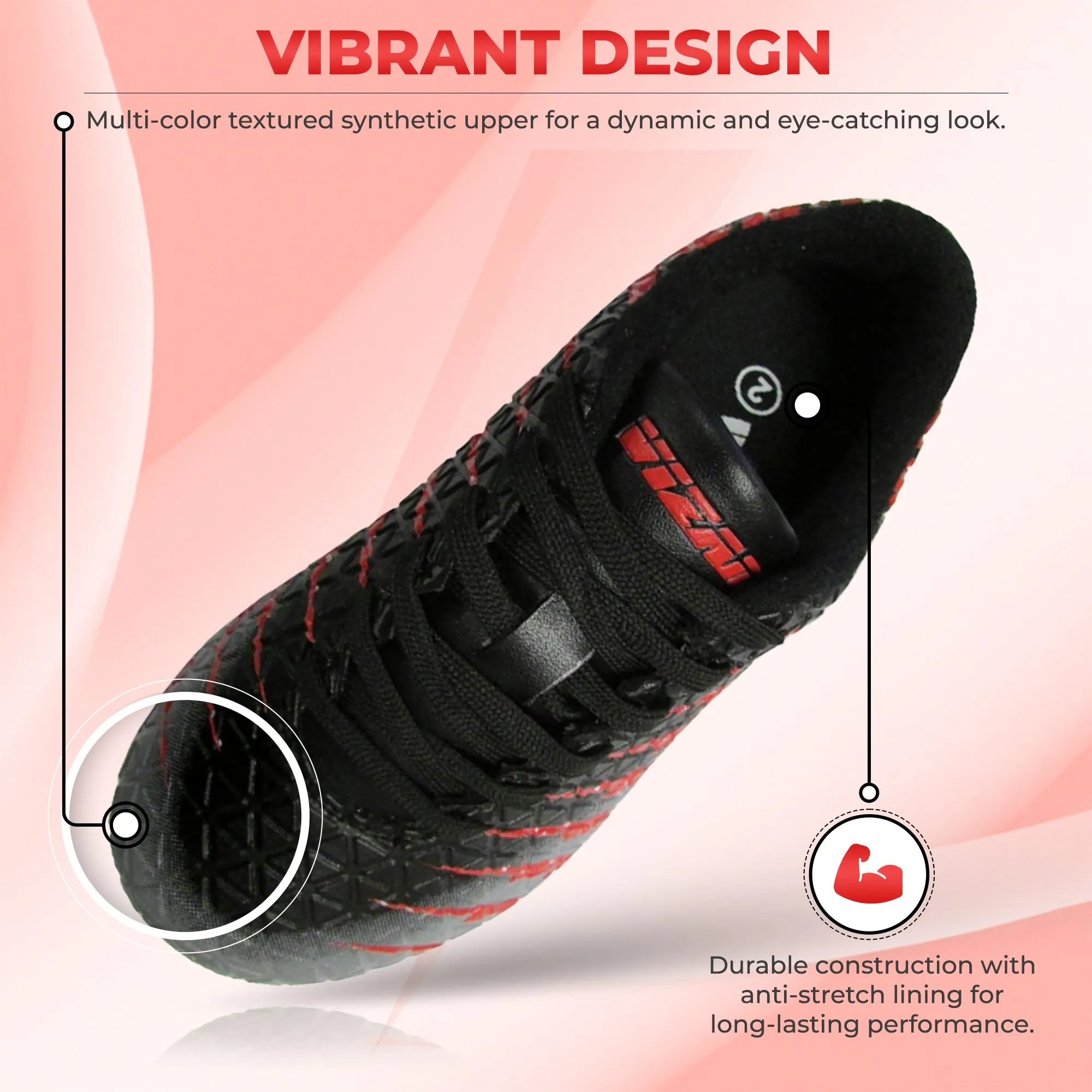 Bolt Firm Ground Soccer Shoes-Black/Red/Silver