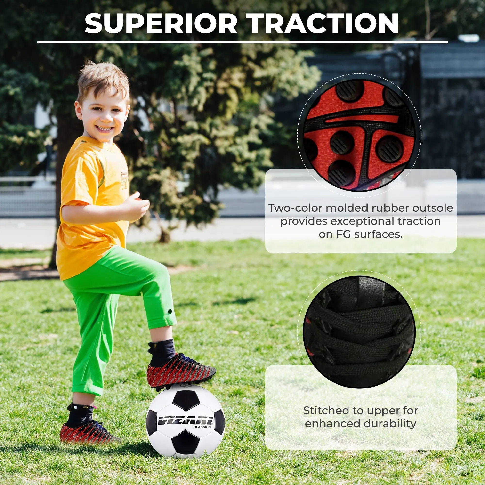 Bolt Firm Ground Soccer Shoes-Black/Red/Silver