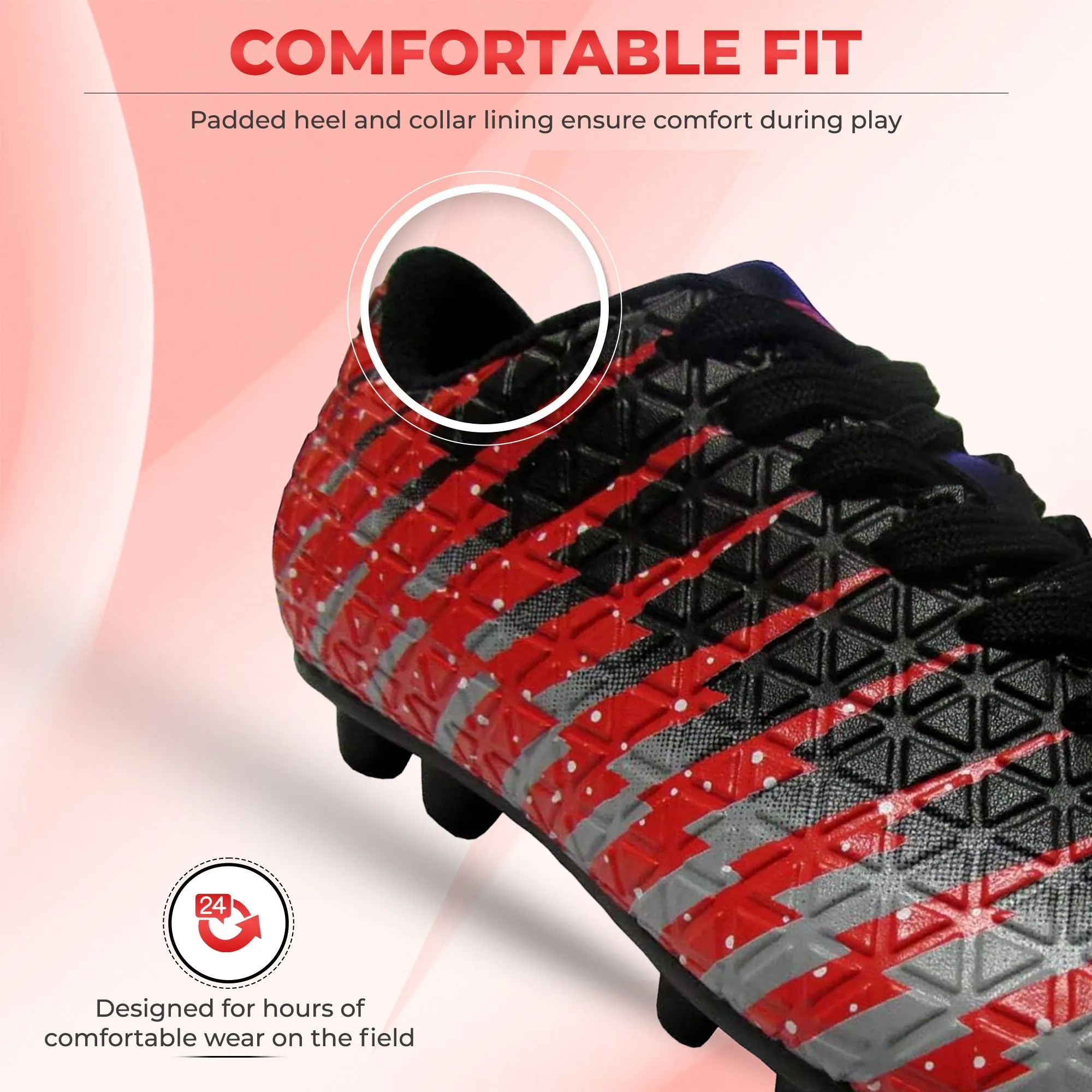 Bolt Firm Ground Soccer Shoes-Black/Red/Silver