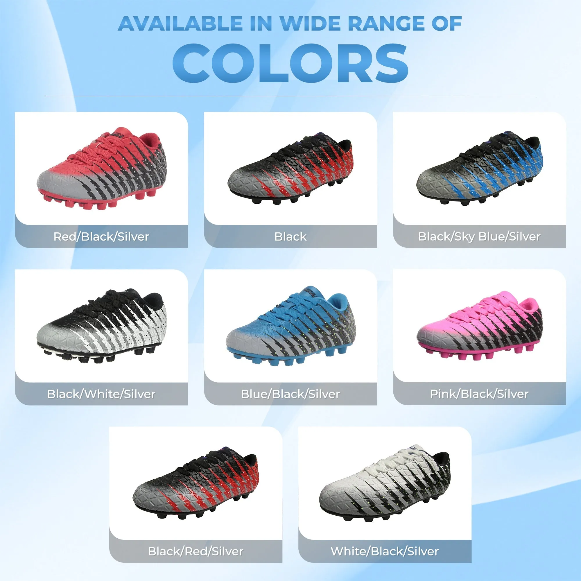 Bolt Firm Ground Soccer Shoes-Black/Sky/Silver