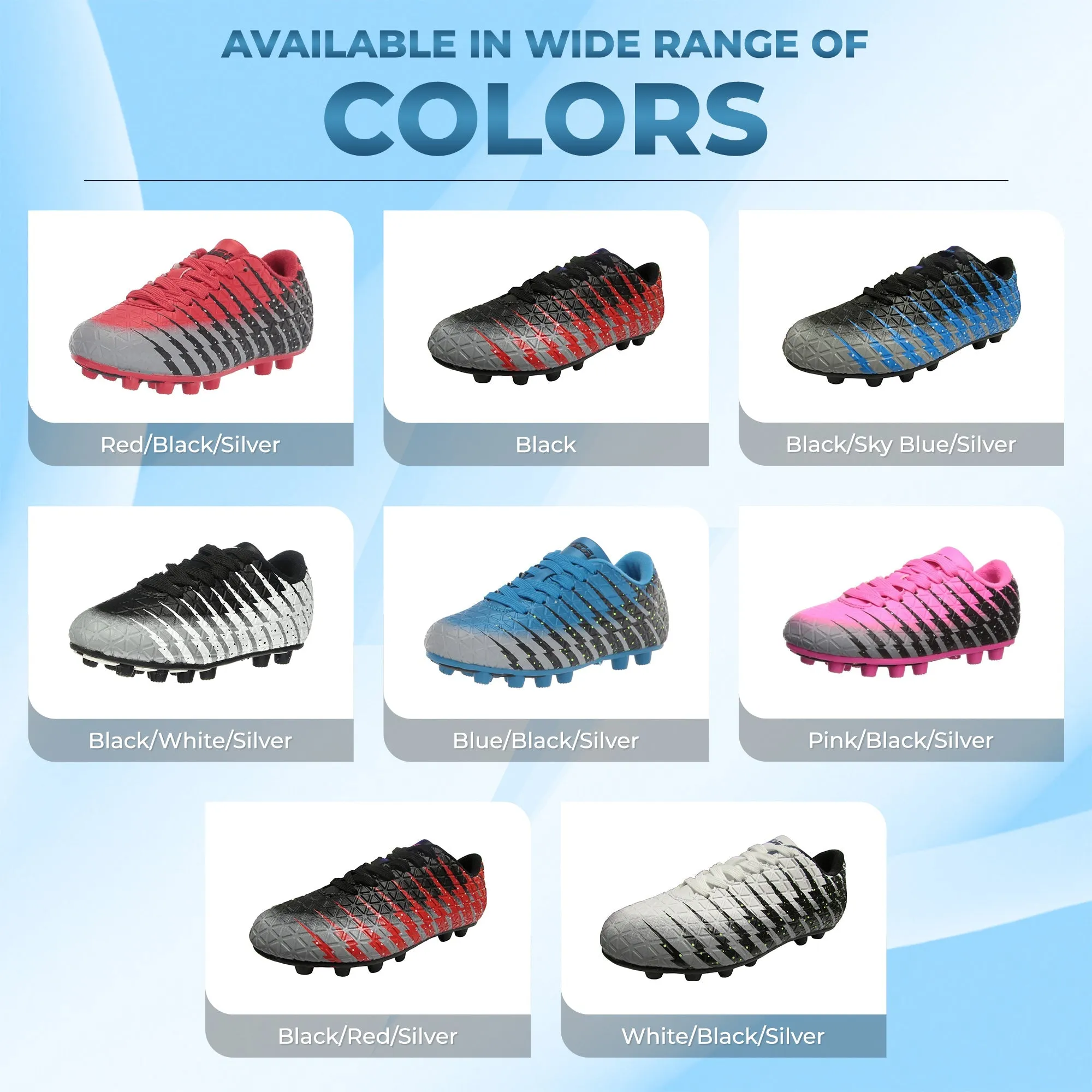 Bolt Firm Ground Soccer Shoes-Blue/Black/Silver
