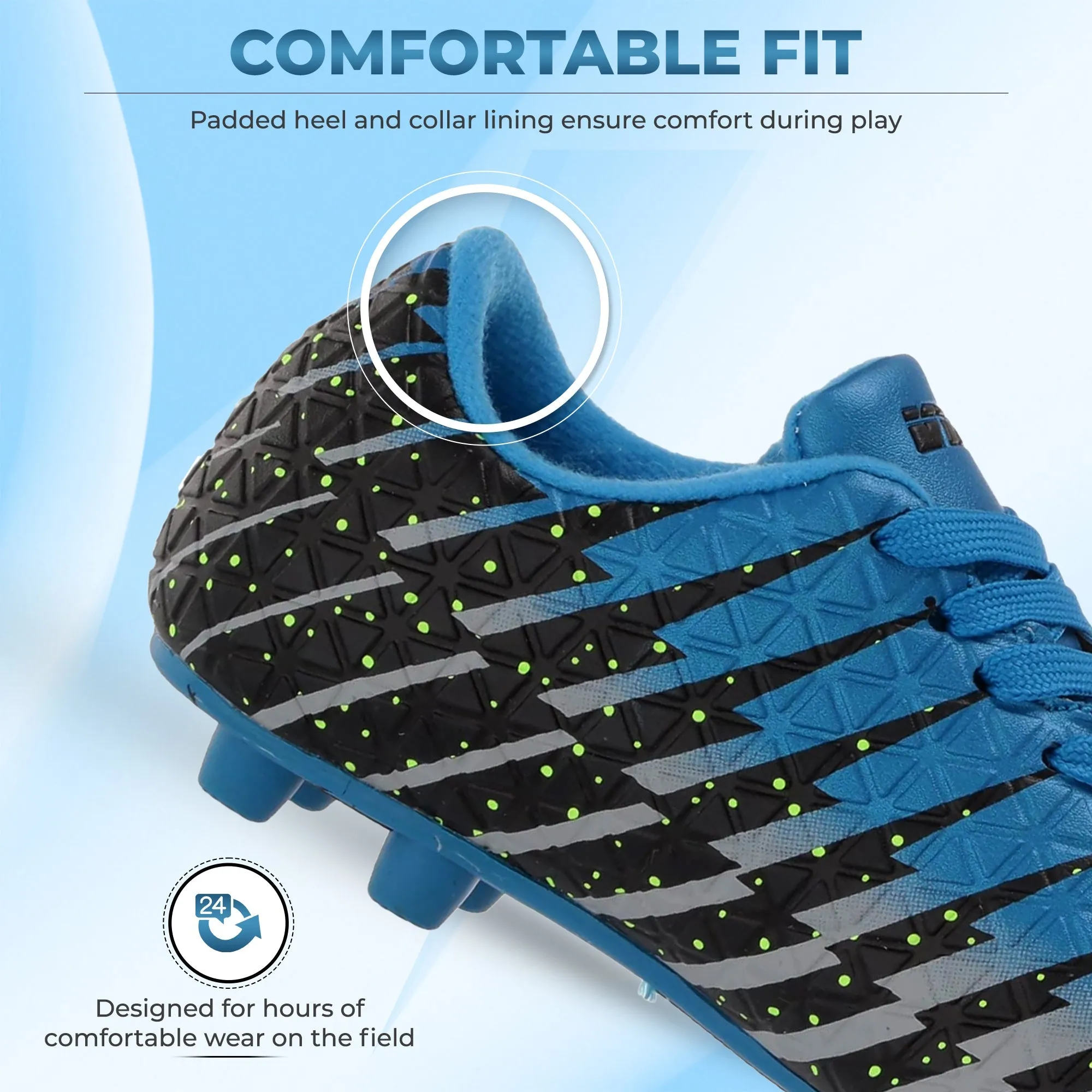 Bolt Firm Ground Soccer Shoes-Blue/Black/Silver