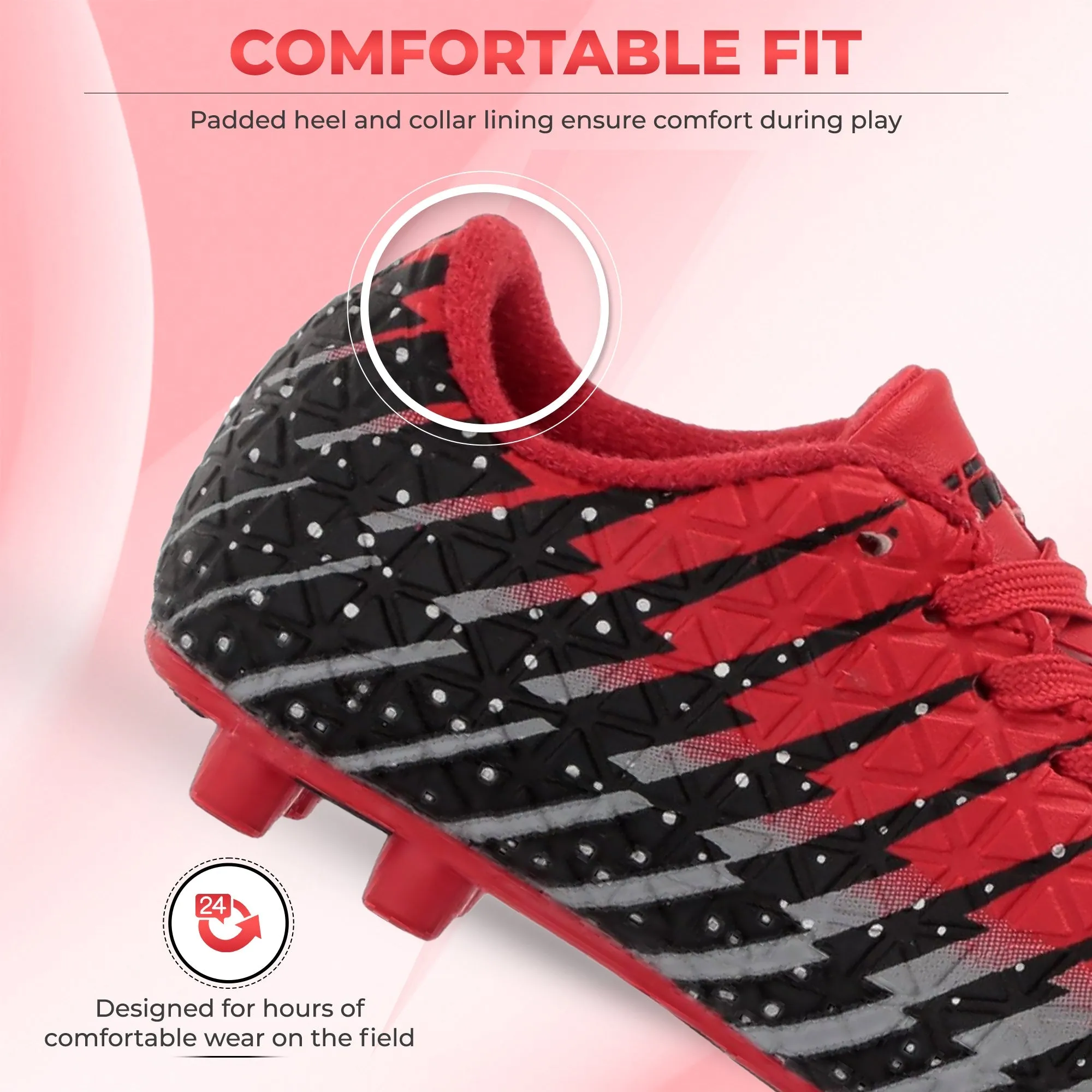 Bolt Firm Ground Soccer Shoes-Red/Black/Silver