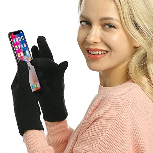 Cable Knit Touchscreen Gloves for Women