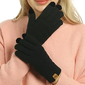 Cable Knit Touchscreen Gloves for Women