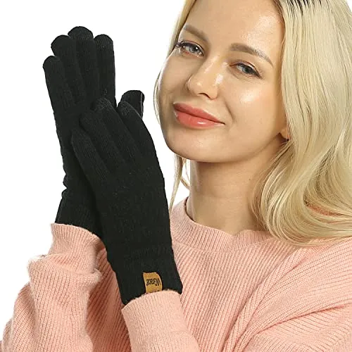Cable Knit Touchscreen Gloves for Women