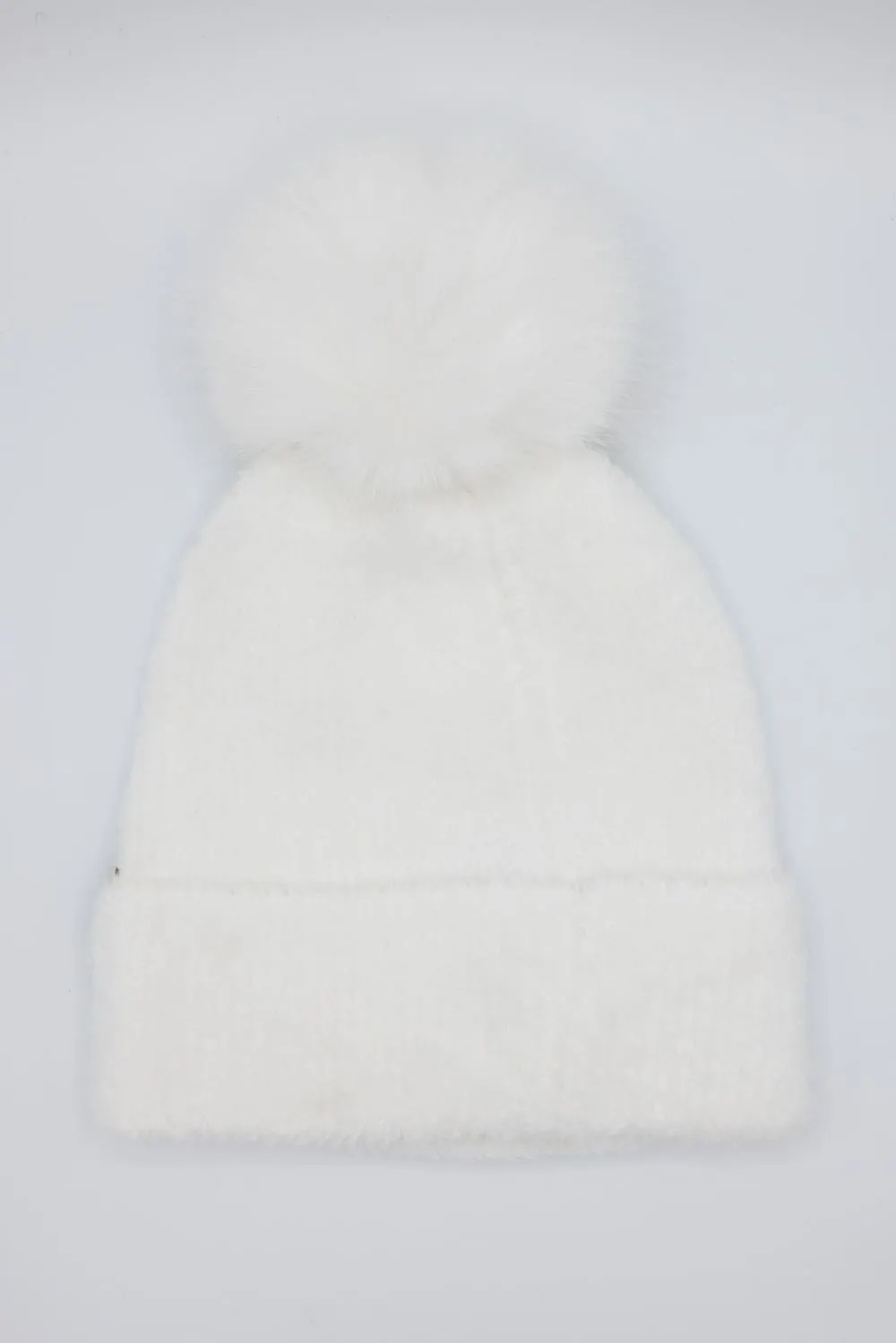 C.C. Plush Terry Chenille Beanie for Women in Ivory | HTC0038POM-IVORY