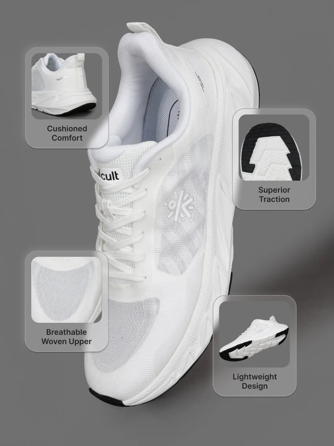 cult Men's StridePulse Running Shoes - White