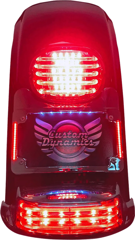Custom Dynamics TS-ELIM-06HW-B Turn Signal Eliminator with Tri-Radius Iluminated Plate Frame - Gloss Black