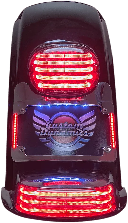 Custom Dynamics TS-ELIM-06HW-B Turn Signal Eliminator with Tri-Radius Iluminated Plate Frame - Gloss Black