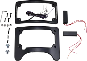 Custom Dynamics TS-ELIM-06HW-B Turn Signal Eliminator with Tri-Radius Iluminated Plate Frame - Gloss Black