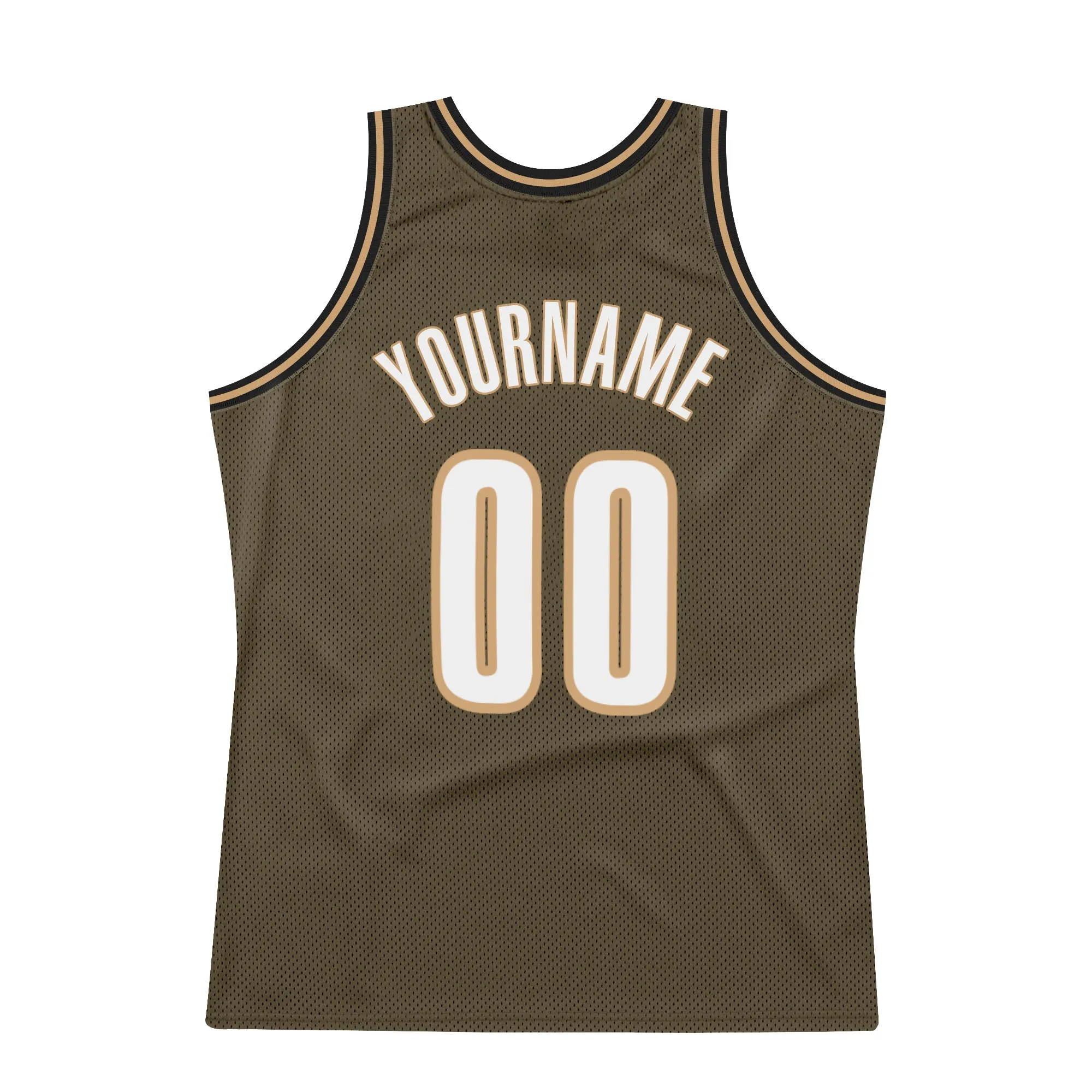 Custom Olive White-Old Gold Authentic Throwback Salute To Service Basketball Jersey