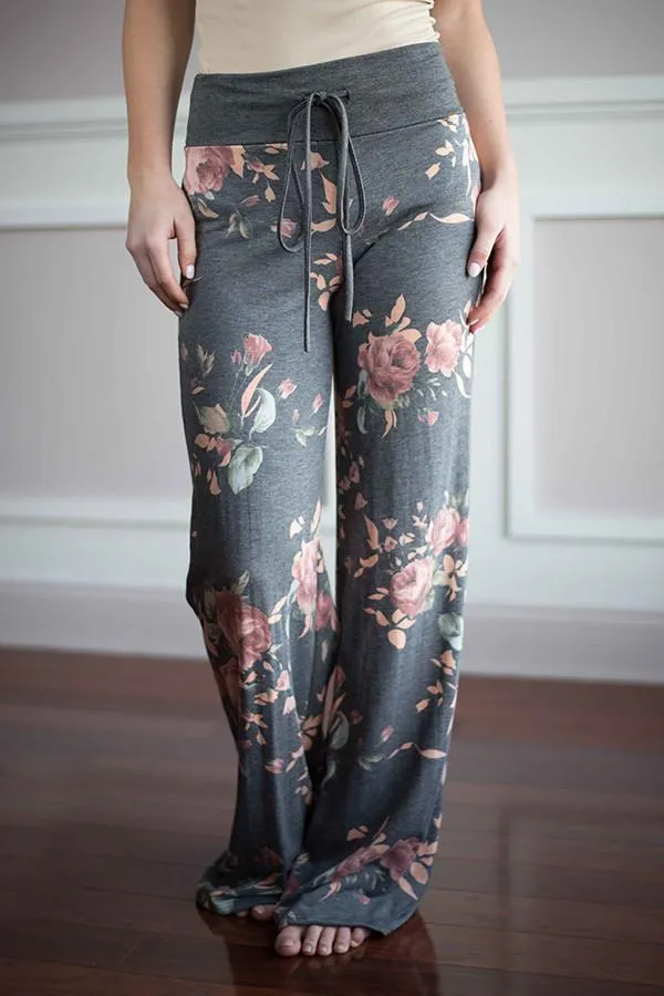 Dark Grey Floral Lounge Pants