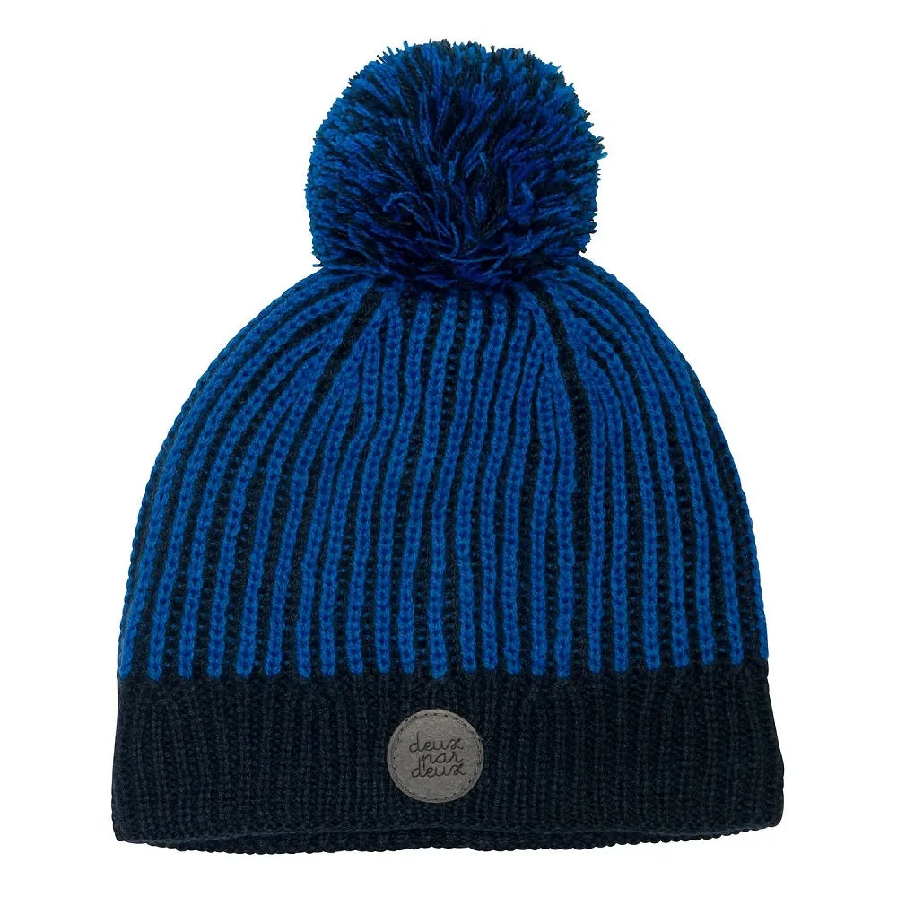 Deux par Deux E10ZP01 Knit Hat (Royal Blue/Navy Blue)