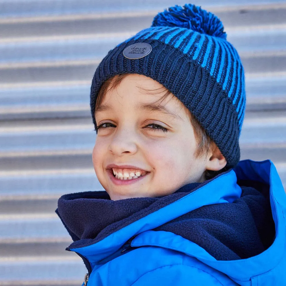 Deux par Deux E10ZP01 Knit Hat (Royal Blue/Navy Blue)