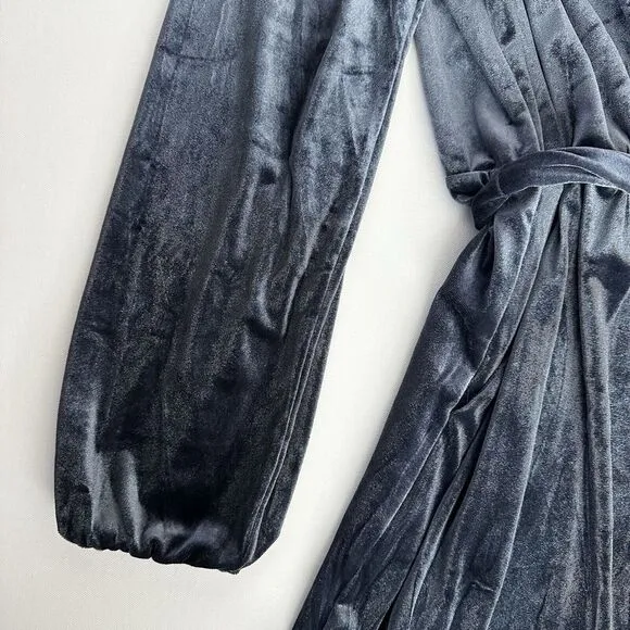 Dex Womens Whimsigoth Velvet Wrap Dress Size‎ 1XL Gray Blue Ruffle V Neck