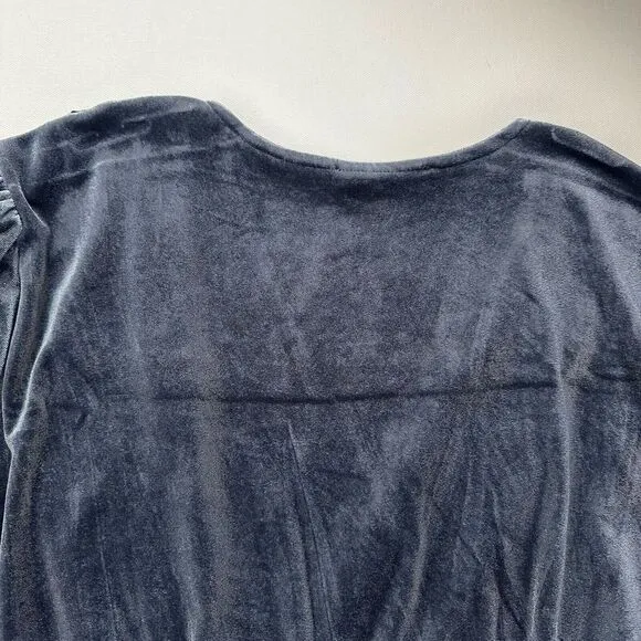 Dex Womens Whimsigoth Velvet Wrap Dress Size‎ 1XL Gray Blue Ruffle V Neck
