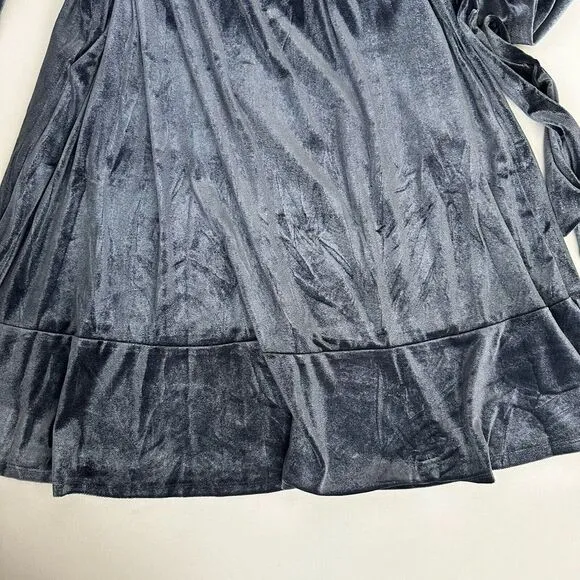 Dex Womens Whimsigoth Velvet Wrap Dress Size‎ 1XL Gray Blue Ruffle V Neck