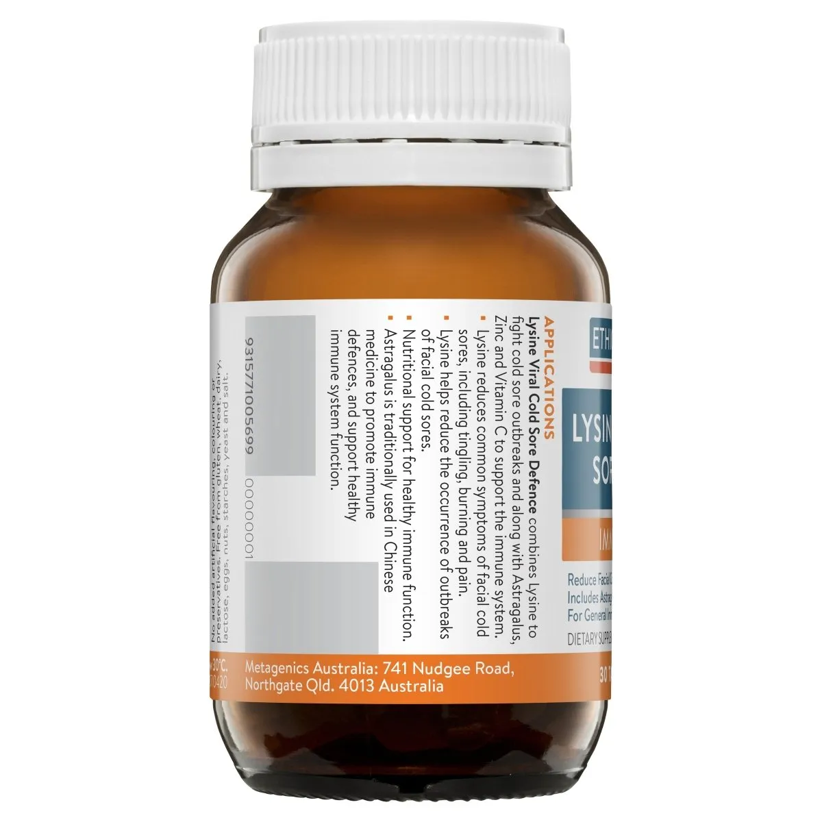Ethical Nutrients Immuzorb Lysine Viral Cold Sore Defence 30 Tablets