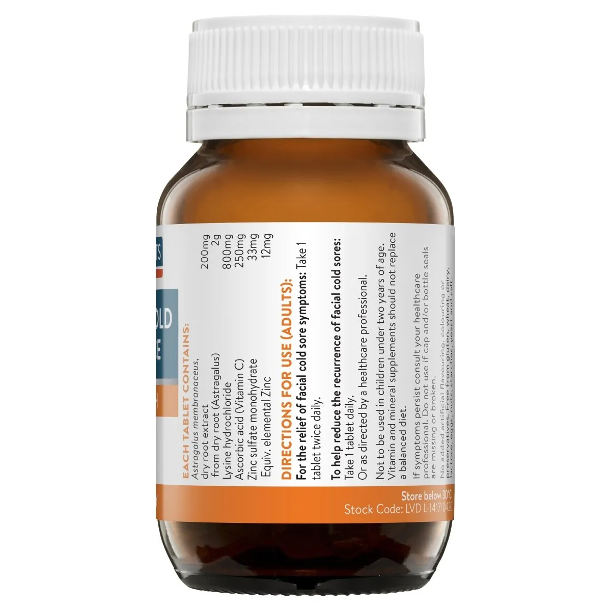 Ethical Nutrients Immuzorb Lysine Viral Cold Sore Defence 30 Tablets