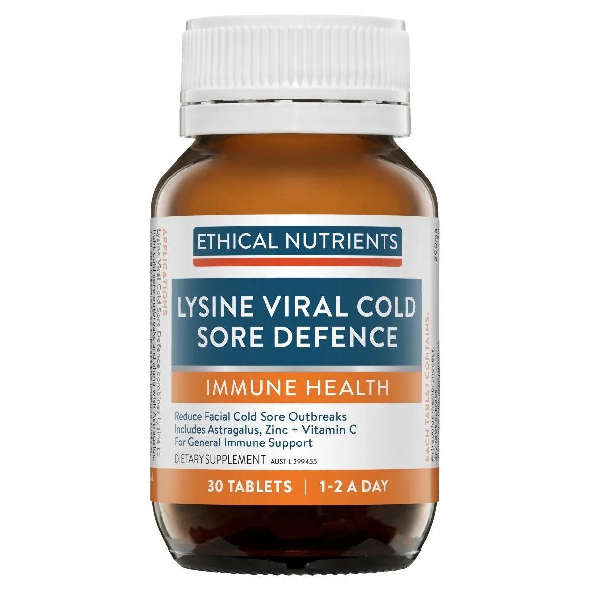 Ethical Nutrients Immuzorb Lysine Viral Cold Sore Defence 30 Tablets